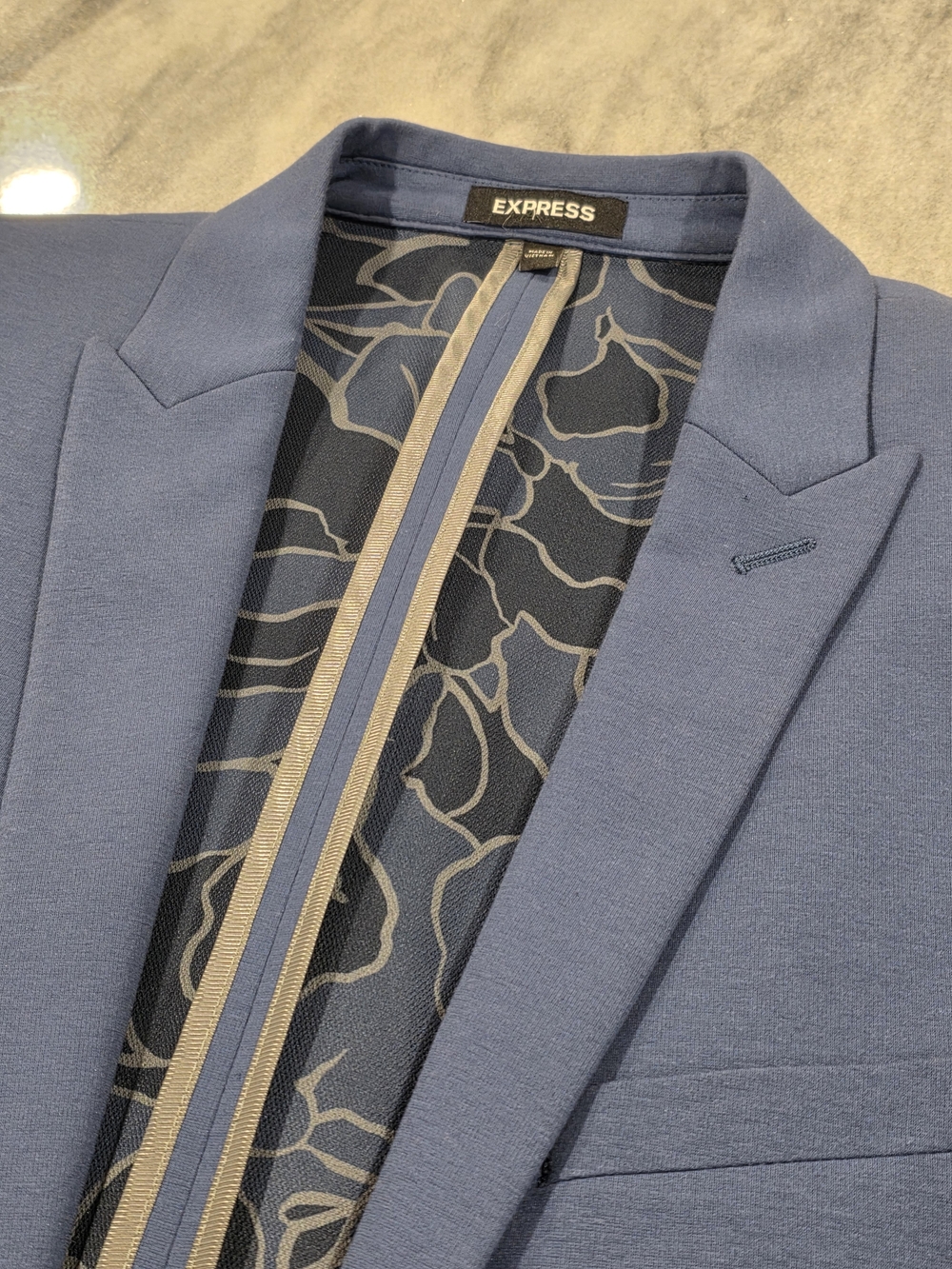 44R Men's Express Unstructured Blazer Slate Blue X-Slim Cotton Flex Sport Coat